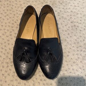 Talbots Classic Black Leather Loafers with Tassels
